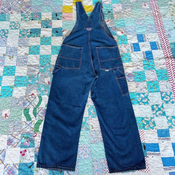 Vintage 80s Big Smith Dark Wash Sanforized Cotton Denim Overalls USA XS S - Picture 4 of 6